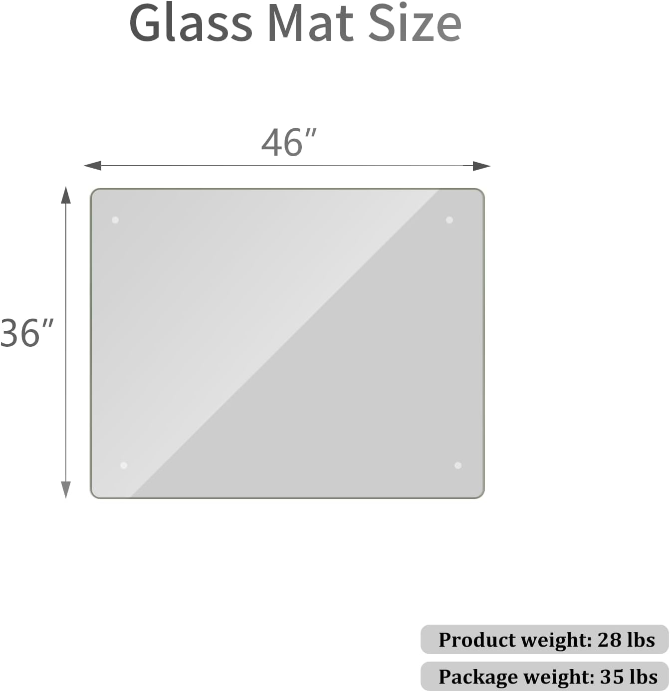Thumbnail 6 de Koonmi K-GlassMat 3646-4MM Tempered Glass Chair Mat, 36" x 46