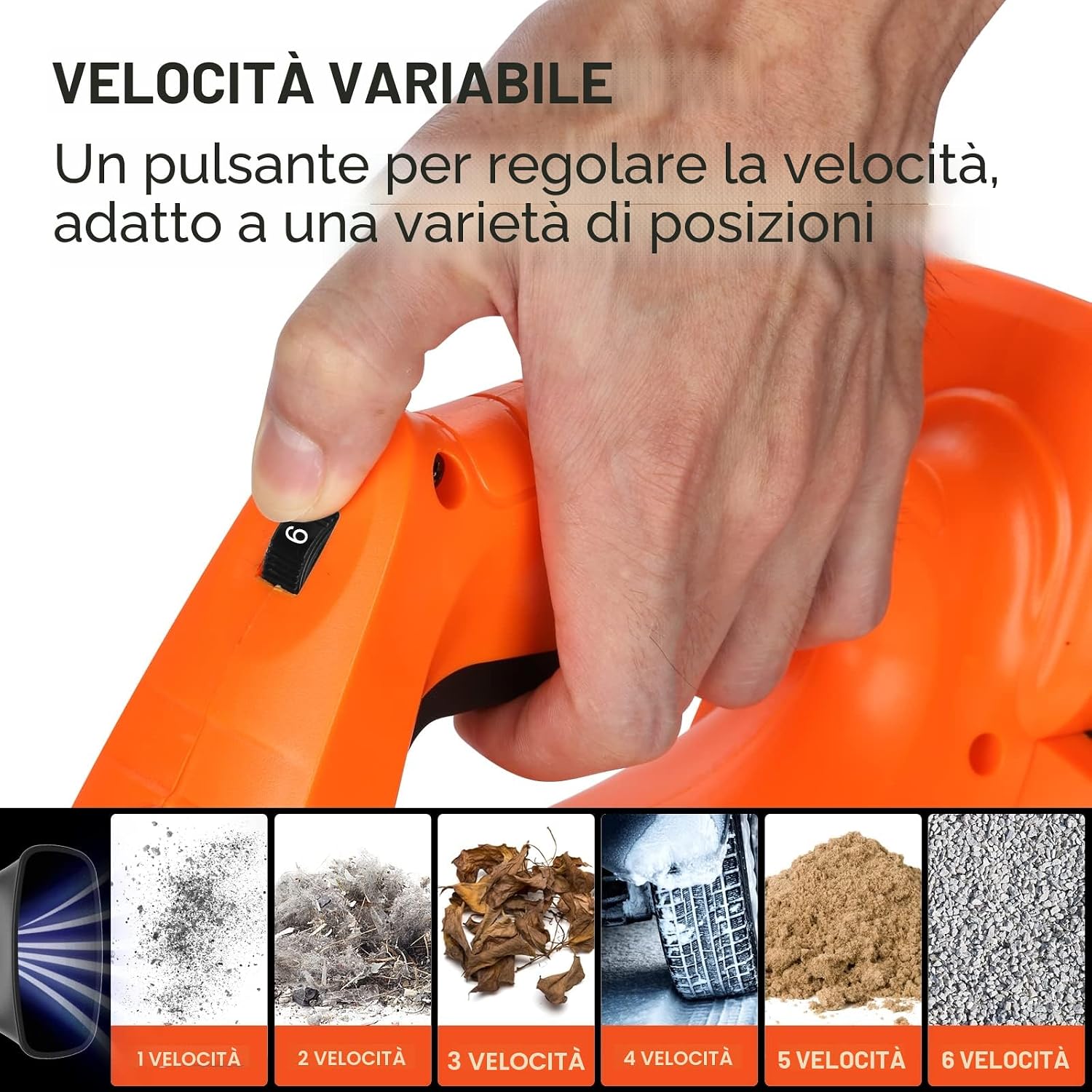 Detalle de Bravolu 21V Soffiatore a batteria 240 km/h 🌬