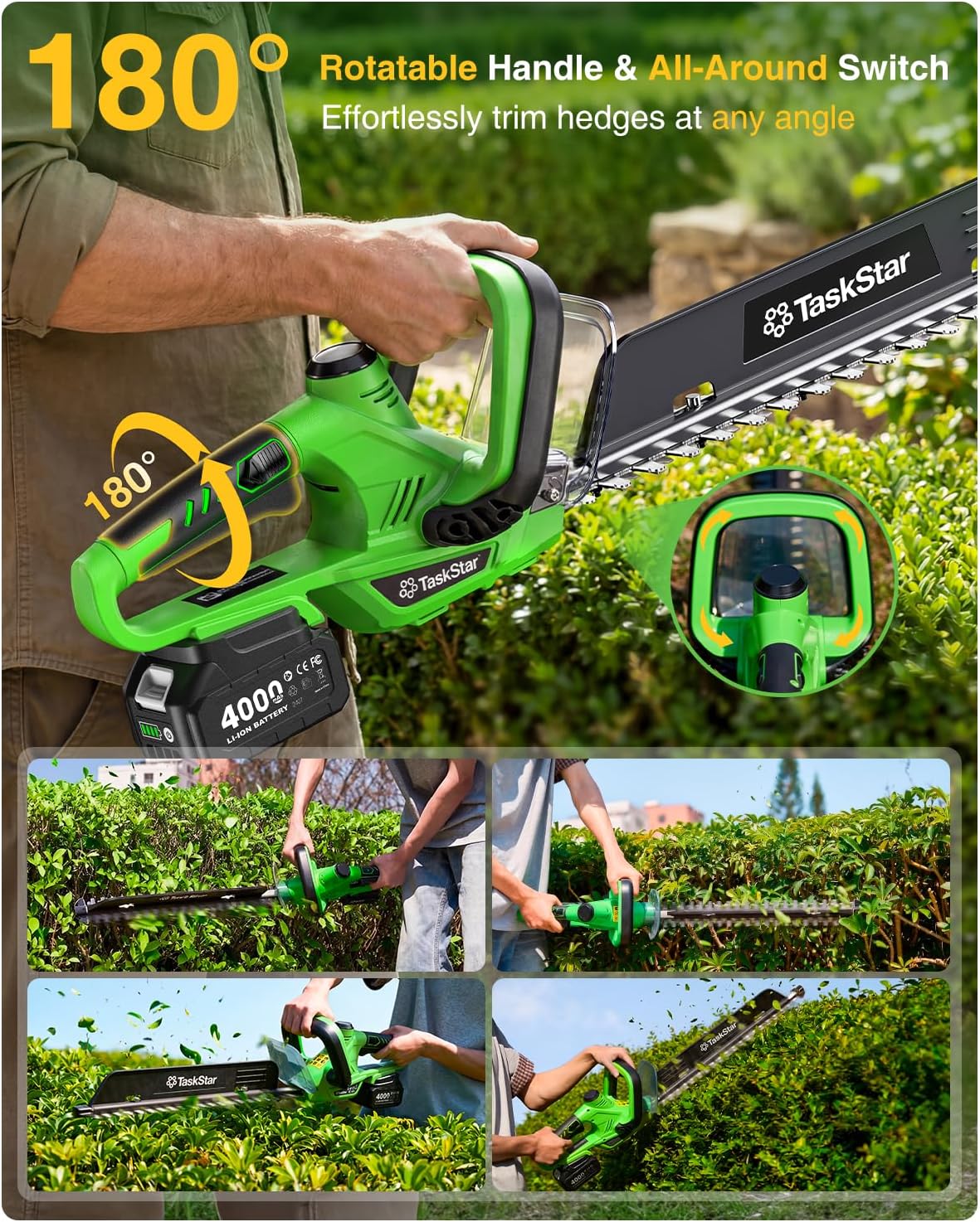 Detalle de TaskStar Cordless Hedge Trimmer 22-Inch