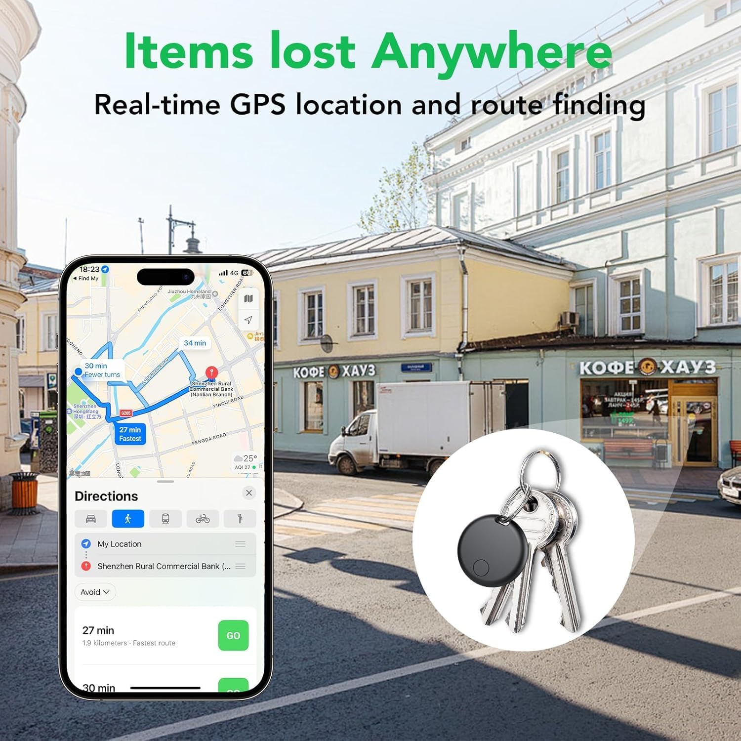 Detalle de Smart Air Traceur Tag – Lot de 4, Localisateur Apple Find My compatible (iOS 18+), IP68, batterie remplaçable