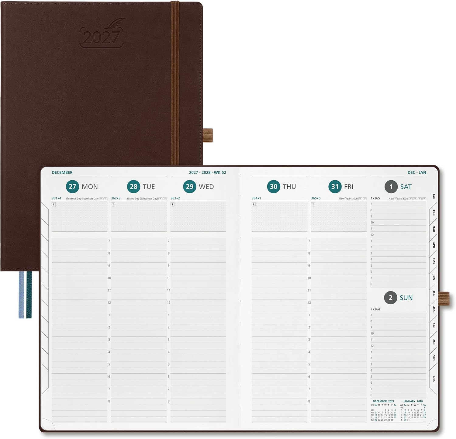 Detalle de BEZEND BZ-P280C01L-27-BN 2027 Planner, 8.5 x 11-Inch, Hourly Layout