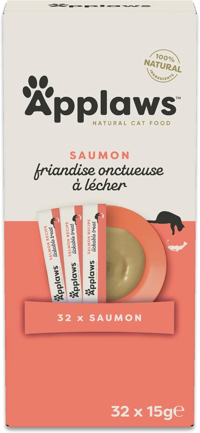 Applaws Friandise Crémeuse à Lécher au Saumon sans Céréales – 32 sachets 15 g