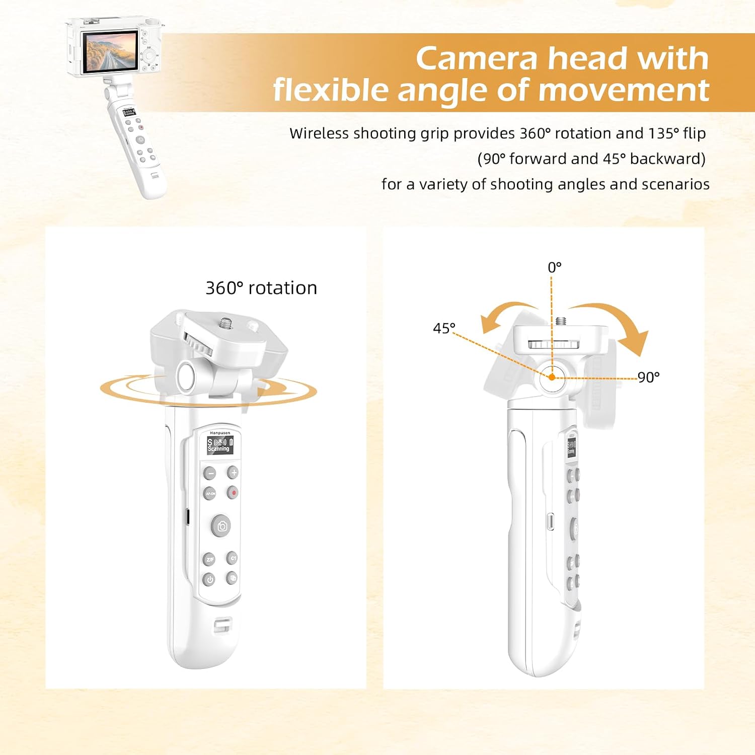Detalle de Sony Tripod Wireless Shooting Grip with Shutter Release — Mini Tripod for ZV Series and More (White)