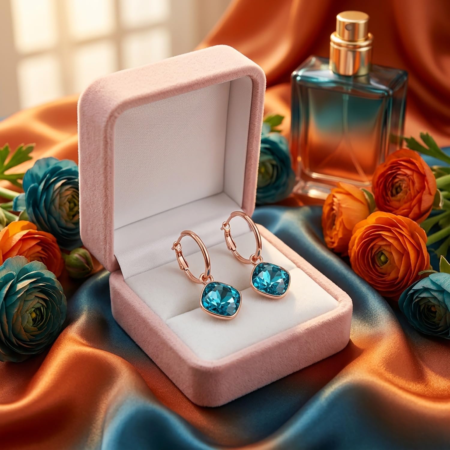 Detalle de Rosegold Creolen Charm Anhänger 925 Sterling – Nobel Schmuck