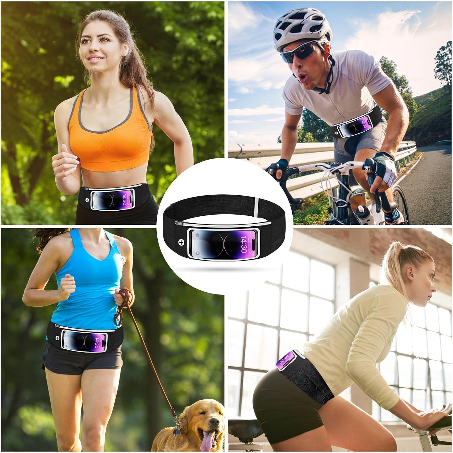 Detalle de Razobws Laufgürtel für Handy | Wasserdichter, ultraleichter Running Belt mit Touchscreen-Fenster