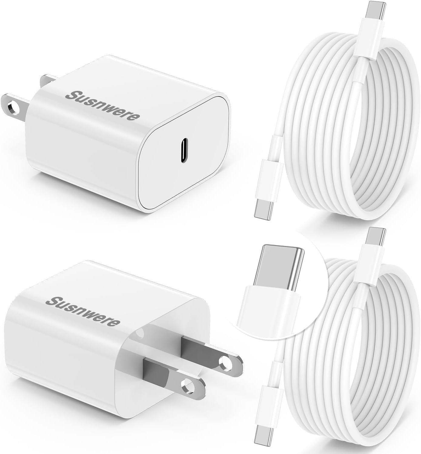 Detalle de Anker 20W USB-C Charger 2-Pack with 10ft Cable