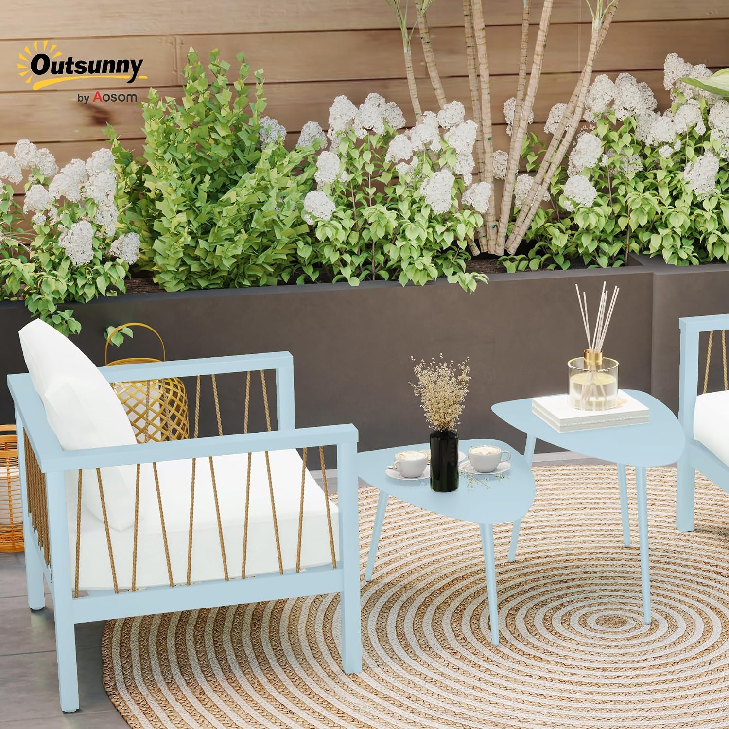 Detalle de Lot de 2 tables basses jardin Outsunny