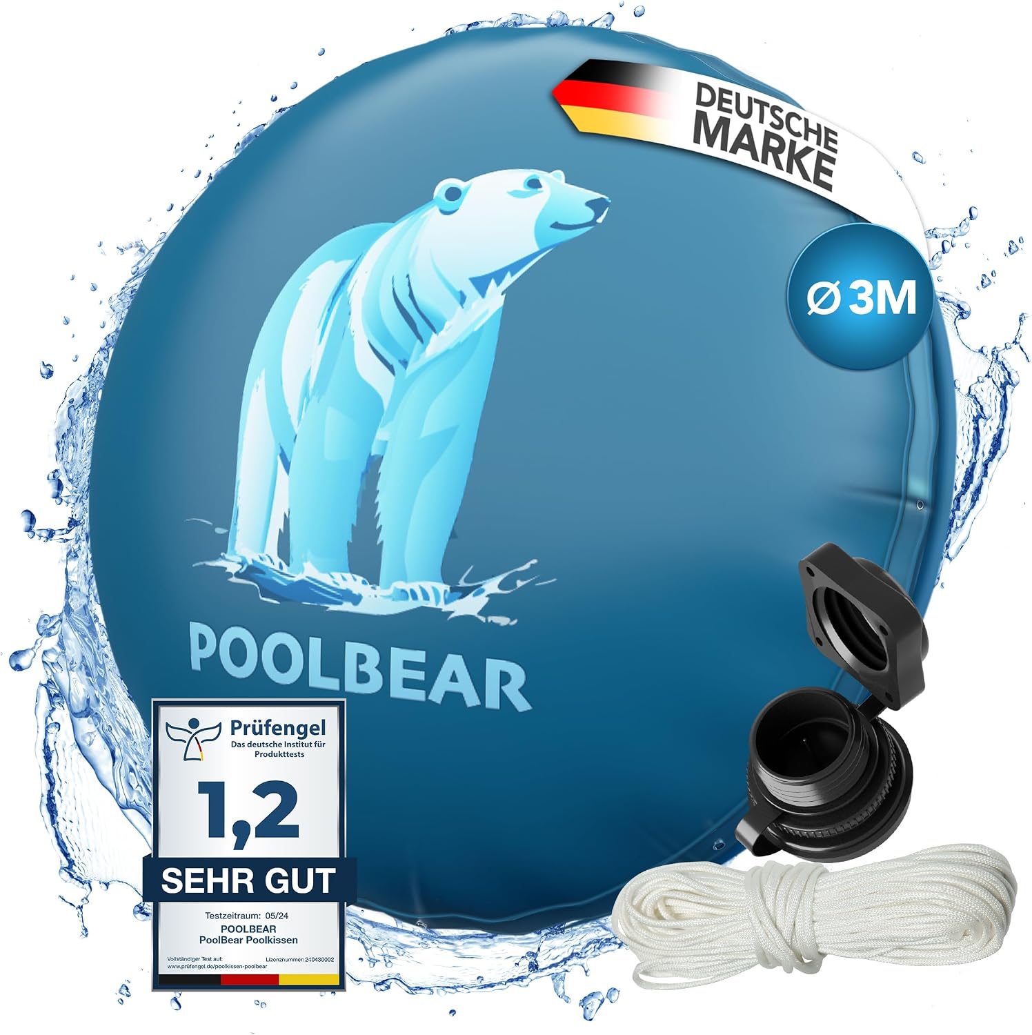 Detalle de PoolBear 101-003 poolkudde 300 cm med dubbelsöm och reparationssats