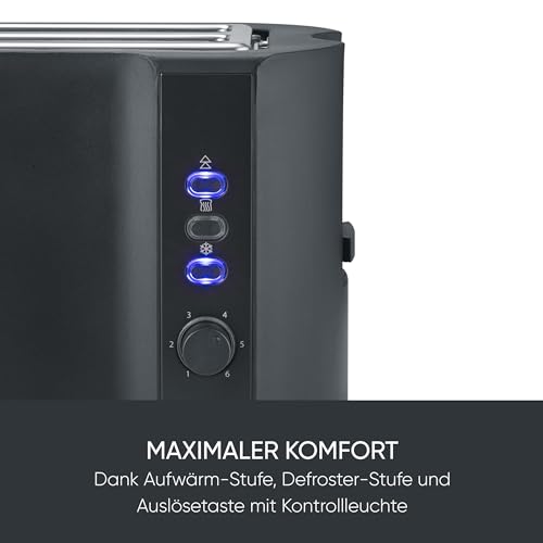 Detalle 2 de SEVERIN Toaster Langschlitz 4 Scheiben AT 2591 – matt-schwarz, inkl. Brötchenaufsatz