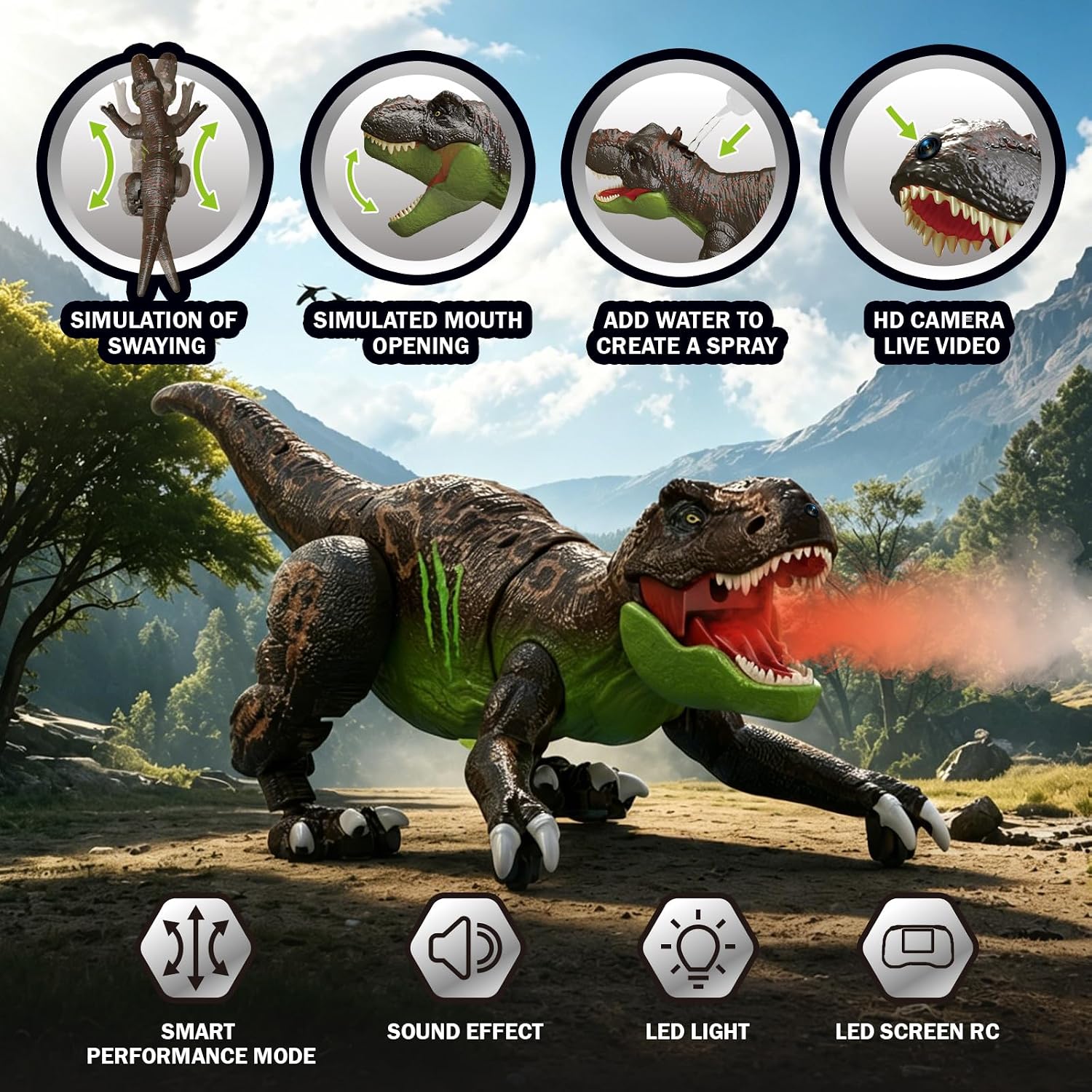 Detalle 2 de RC Dinosaur with Camera and LCD Screen
