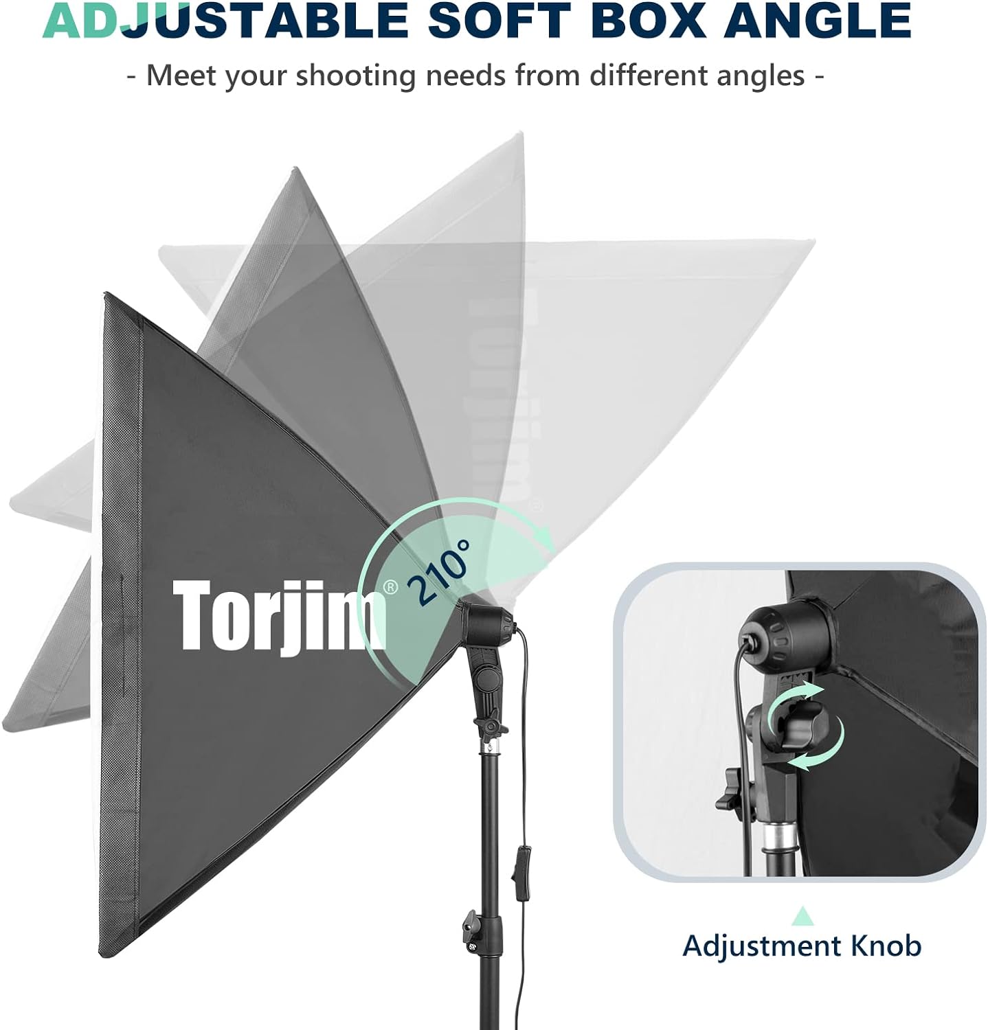 Thumbnail 2 de Torjim Softbox Photography Lighting Kit (2 Pack) 27" x 27" with 3000K–7500K LED Bulbs and Remote