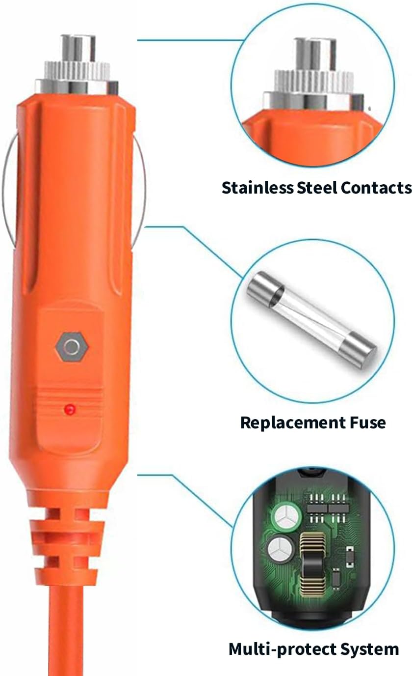 Detalle de TONTON 2M Auto-Zigarettenanzünder auf DC7909/DC8020 Adapter (12–24V) – 14AWG Kabel für Jackery, Bluetti, Anker & mehr