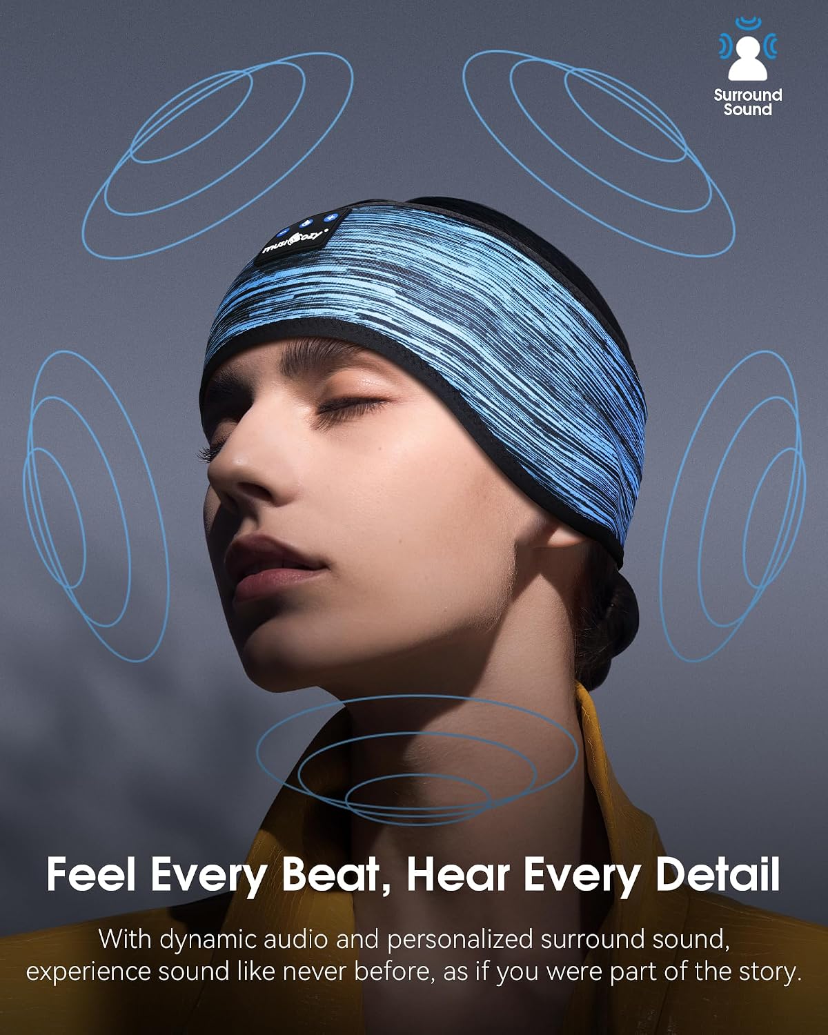 Detalle 2 de MUSICOZY Sleep Headphones Headband Bluetooth 5.4