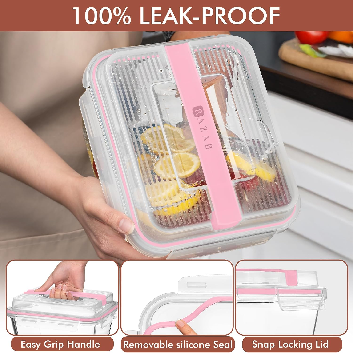 Detalle 2 de Razab Glass Food Storage Container, 17-Cup