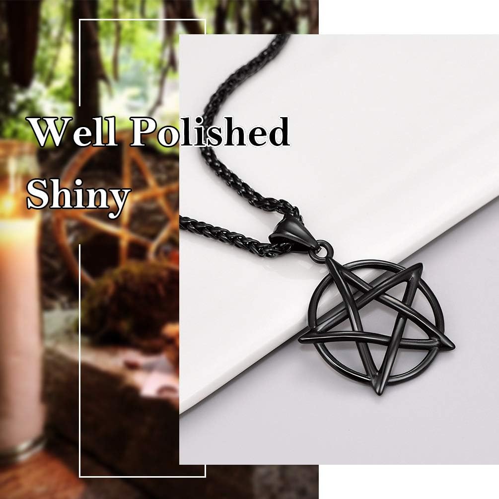 Thumbnail 1 de PROSTEEL Collana Uomo Pentagramma Rovescio Acciaio Nero Oro
