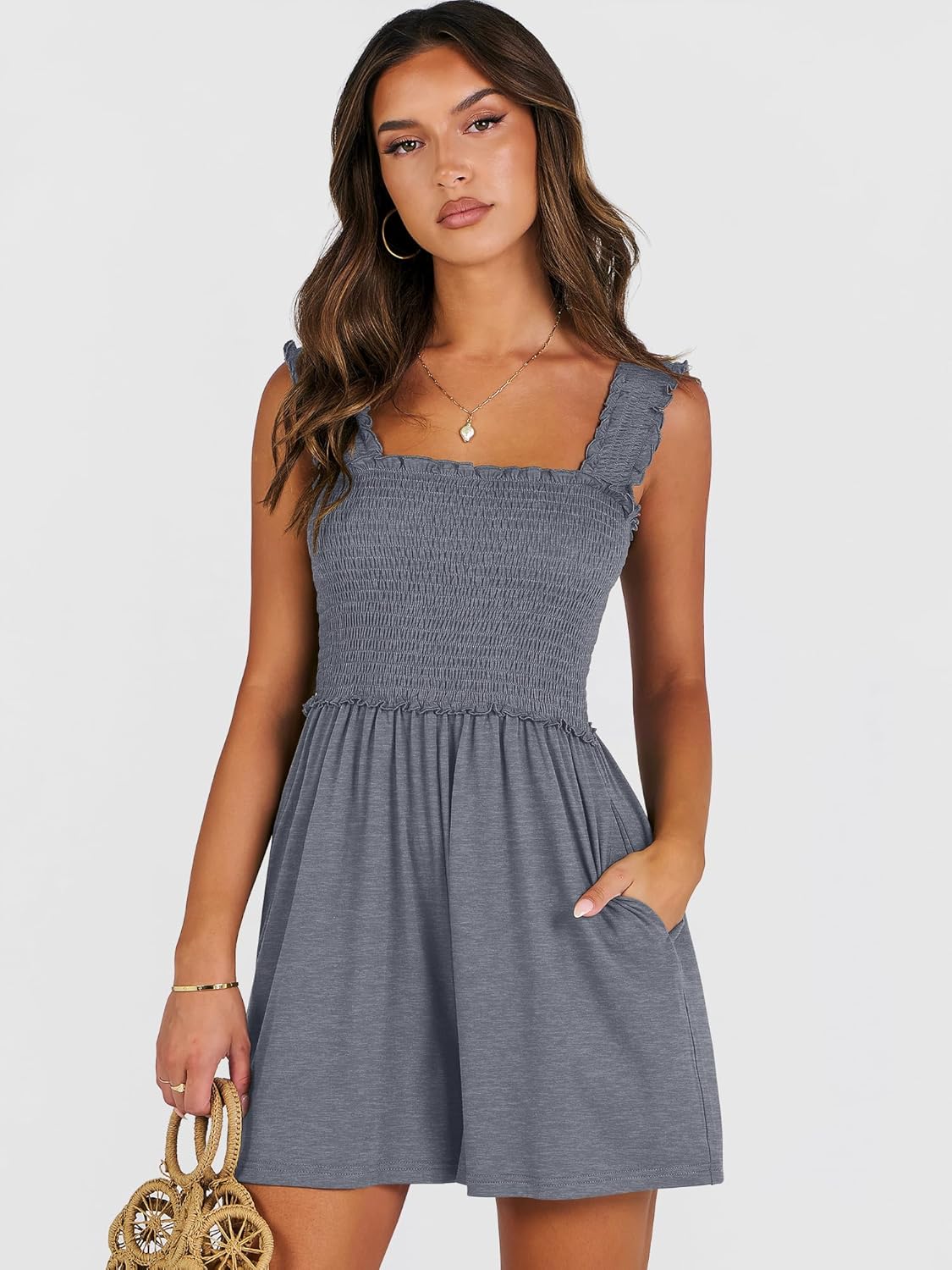 Detalle 2 de Caracilia smocked romper jumpsuit, Square Neck