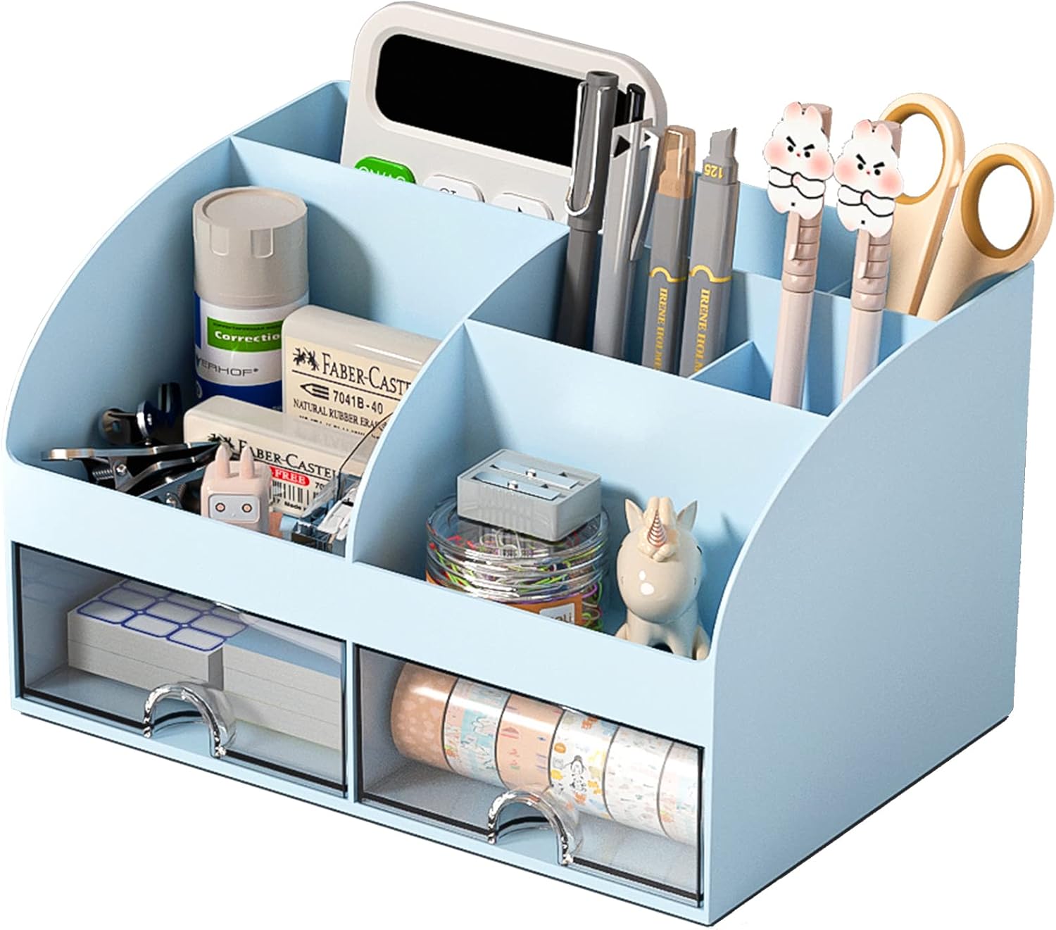 Detalle de COMFYROOM Desktop organizer Desk Organizer with 6 Compartments and 2 Drawers