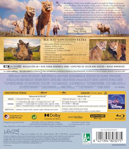 Detalle 2 de Mufasa: El Rey León 4K UHD + Blu‑ray