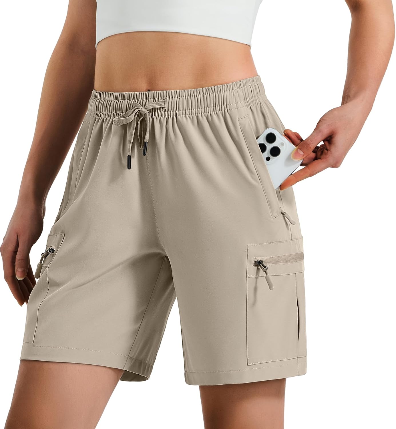 Detalle de Hugut Women's Lightweight Hiking Shorts with Quick-Dry Fabric