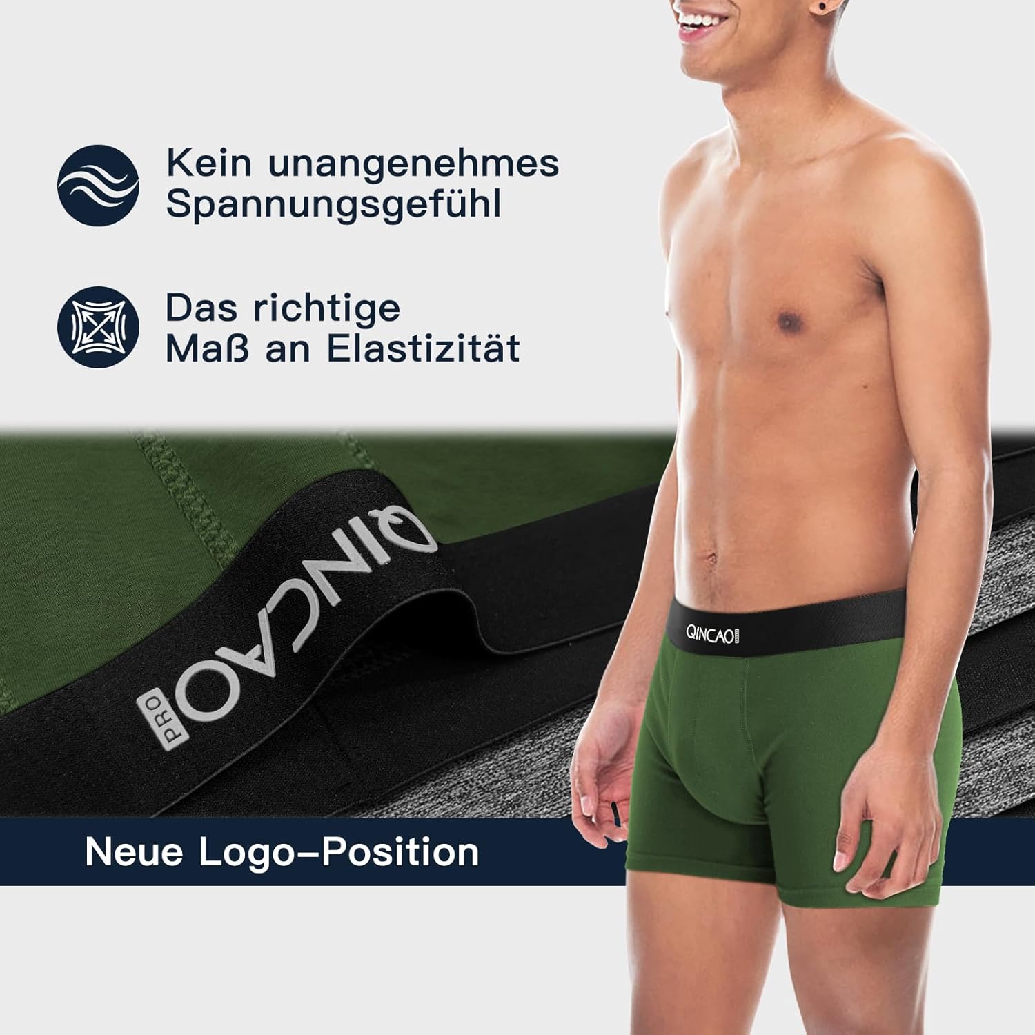 Detalle de QINCAO Boxershorts Herren 7er Pack aus Baumwolle – Komfortabel, atmungsaktiv und nachhaltig verpackt