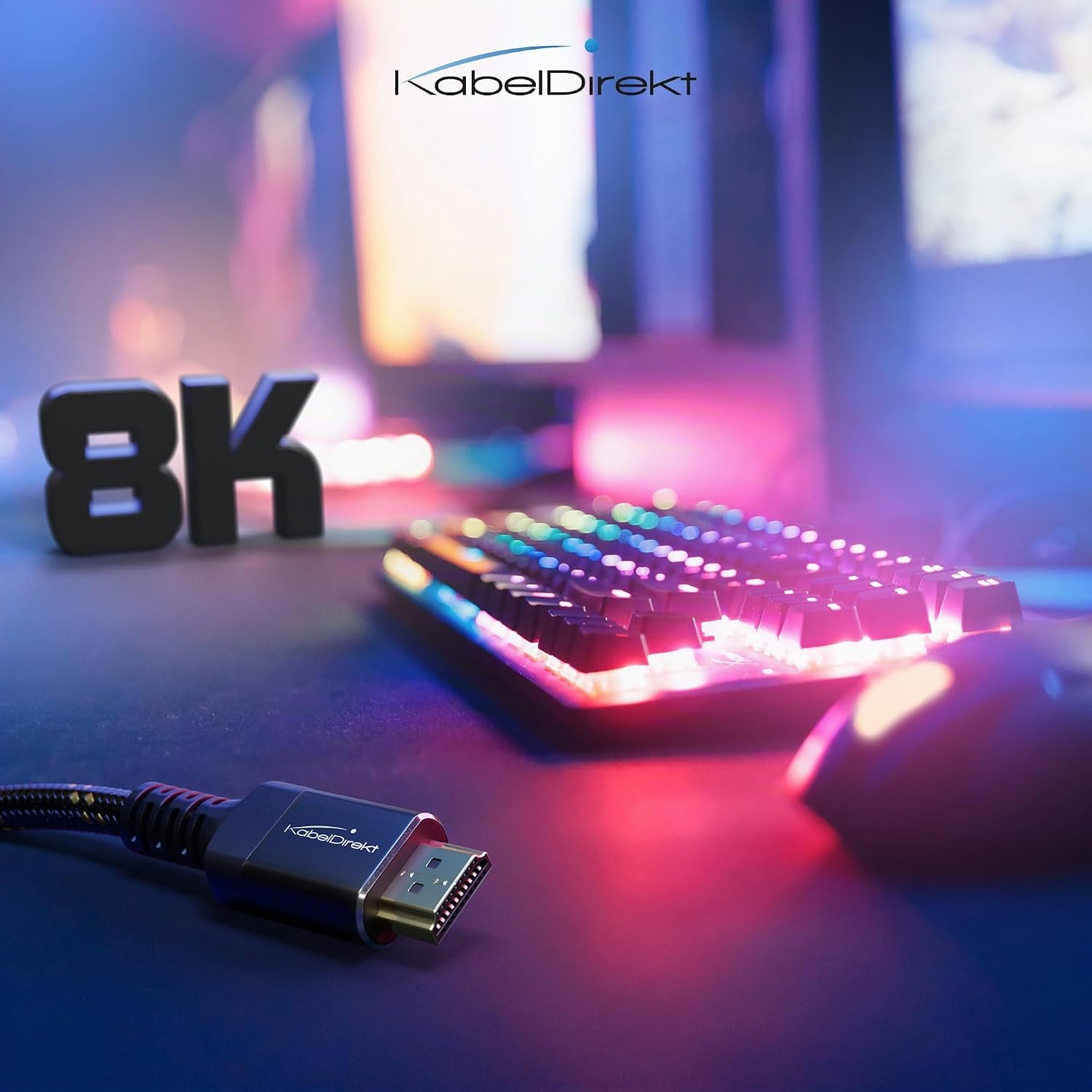 Detalle 2 de KabelDirekt HDMI 2.1 8K/4K 3 m – Cavo intrecciato in metallo antishock, 48G e supporto 8K60Hz per PS5/Xbox e home cinema