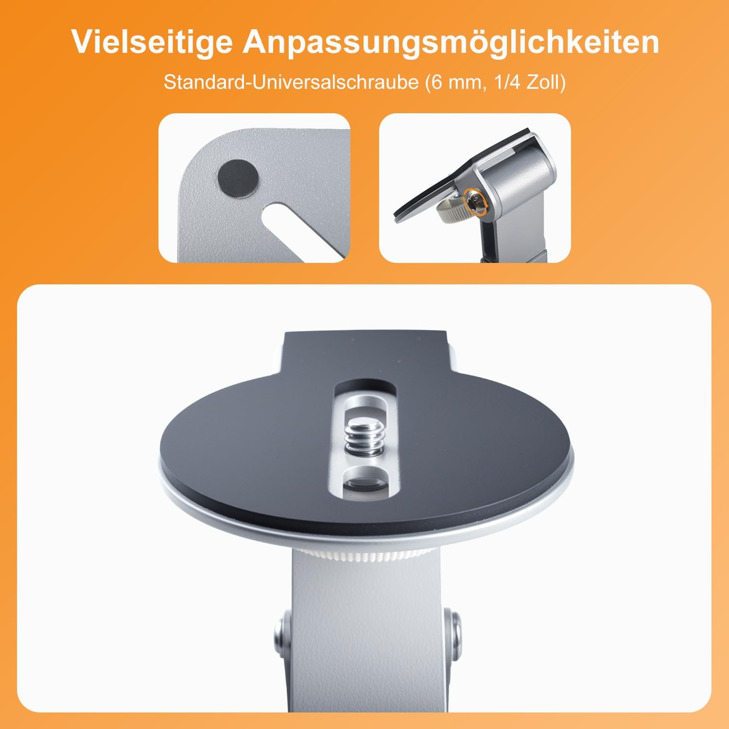 Detalle de Salange Beamer-Ständer (Wall/Decke), ultrakompakt, bis 2,3 kg, 180° drehbar – für 1/4-Zoll-Schraubschnittstelle