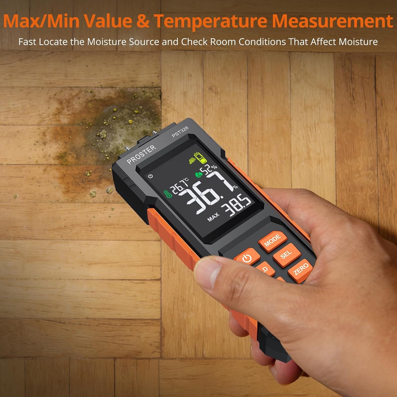 Thumbnail 5 de Proster PST326 2-in-1 Moisture Meter with Pin and Non-Invasive Modes