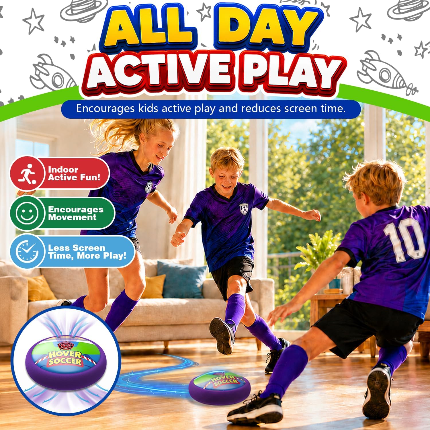 Detalle de Pallone Fluttuante Giochi Light Year per Bambini – Calcio con Luci LED e Schiuma Morbida