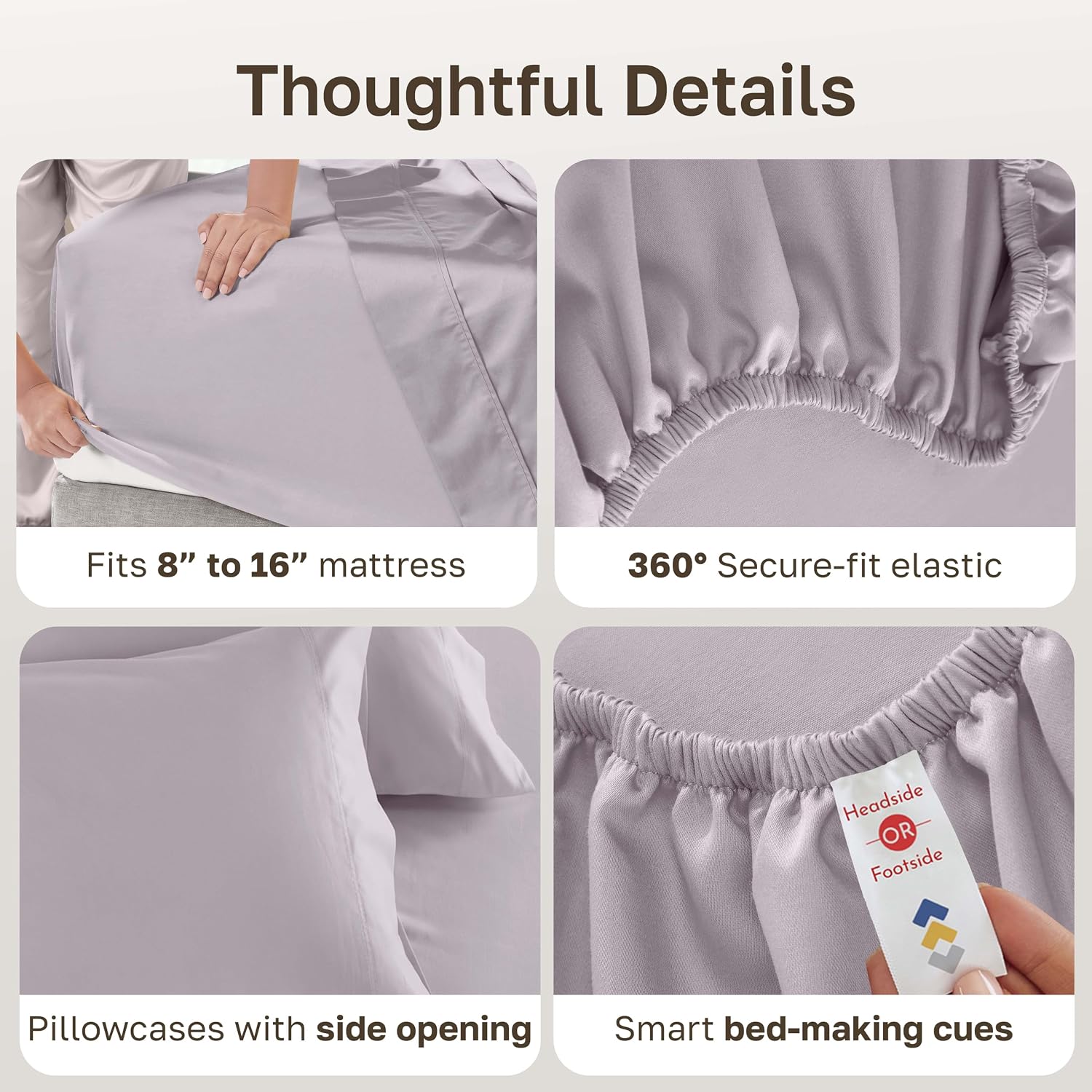 Detalle 2 de California Design Den 840307148254 600 Thread Count California King Cotton Sheet Set, Lavender