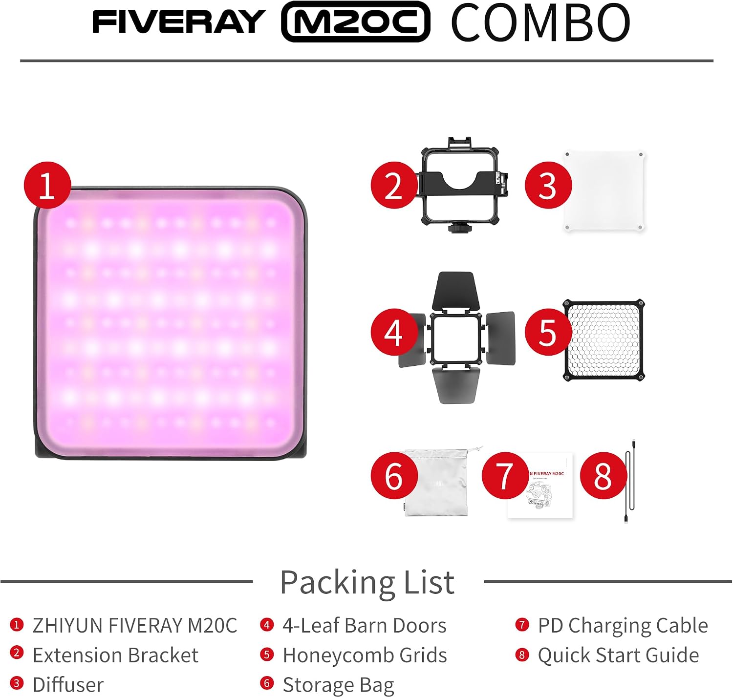 Thumbnail 5 de ZHIYUN FIVERAY M20C Combo 20W RGB Video Light