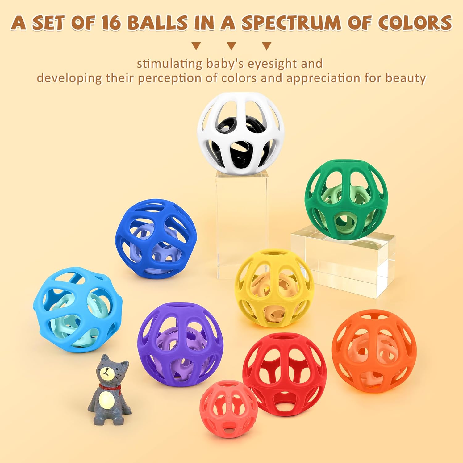 Thumbnail 5 de MCGMITT Baby Sensory Balls (8PCS) for 6–12 Months – food-grade silicone teething & grasping toy