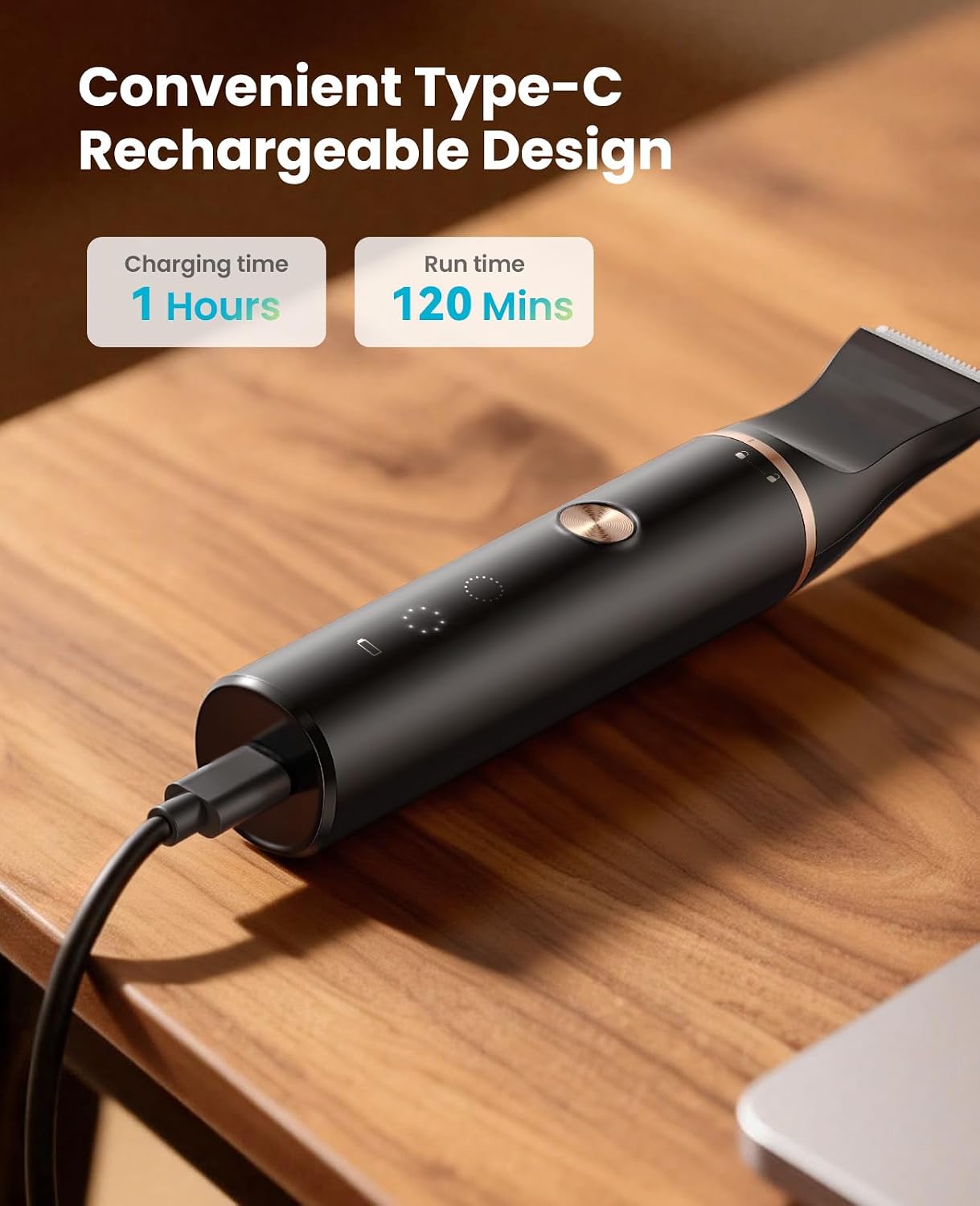 Detalle 1 de oneisall hondenpoottrimmer met twee opzetkoppen, stille werking en USB-C