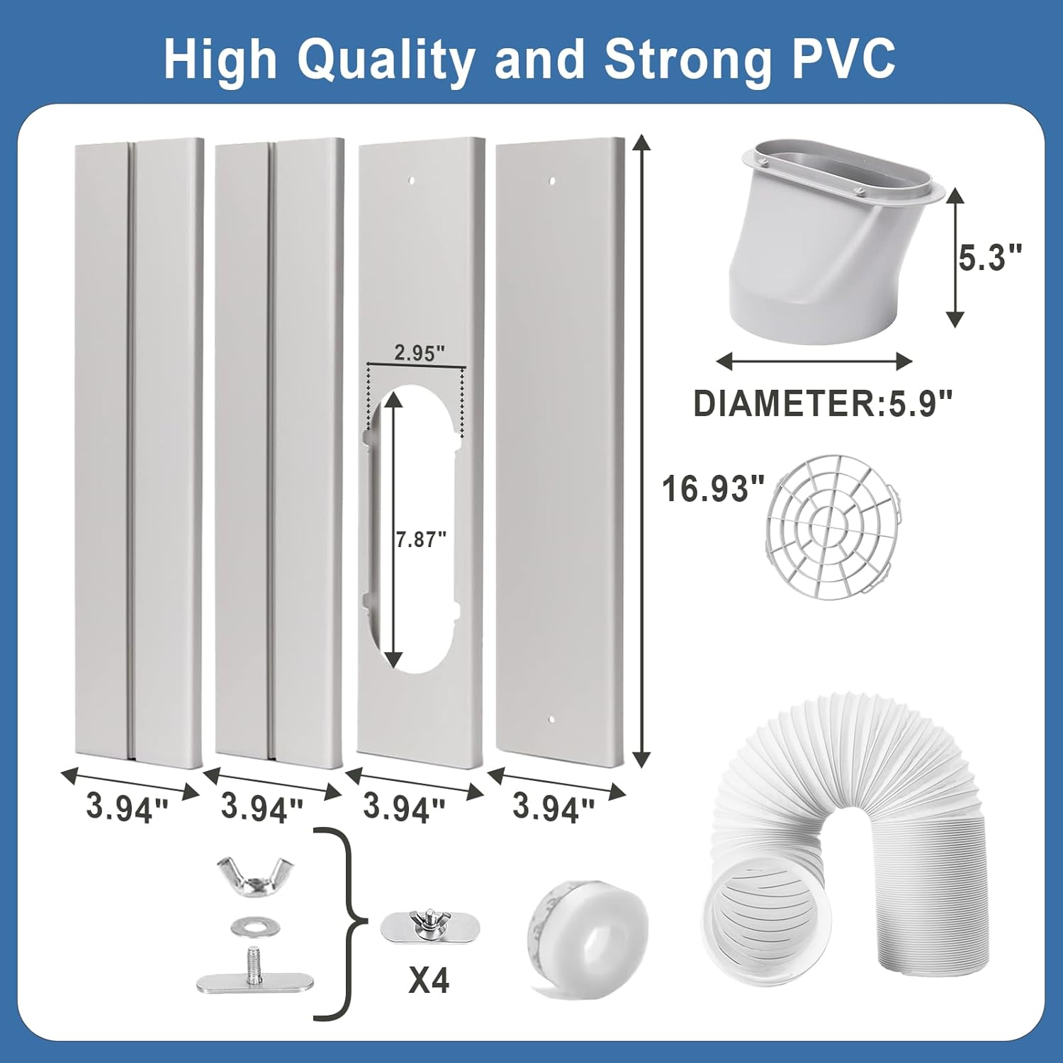 Detalle de Portable AC Window Vent Kit with 5.9" Diameter Coupler and 59" Exhaust Hose