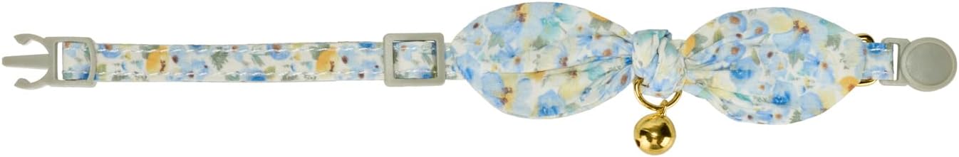 Detalle de YUDOTE 2 Pack Cotton Cat Collars with Bowtie and Bell (Blue Flower & Daisy), Quick-Release Safety Buckle