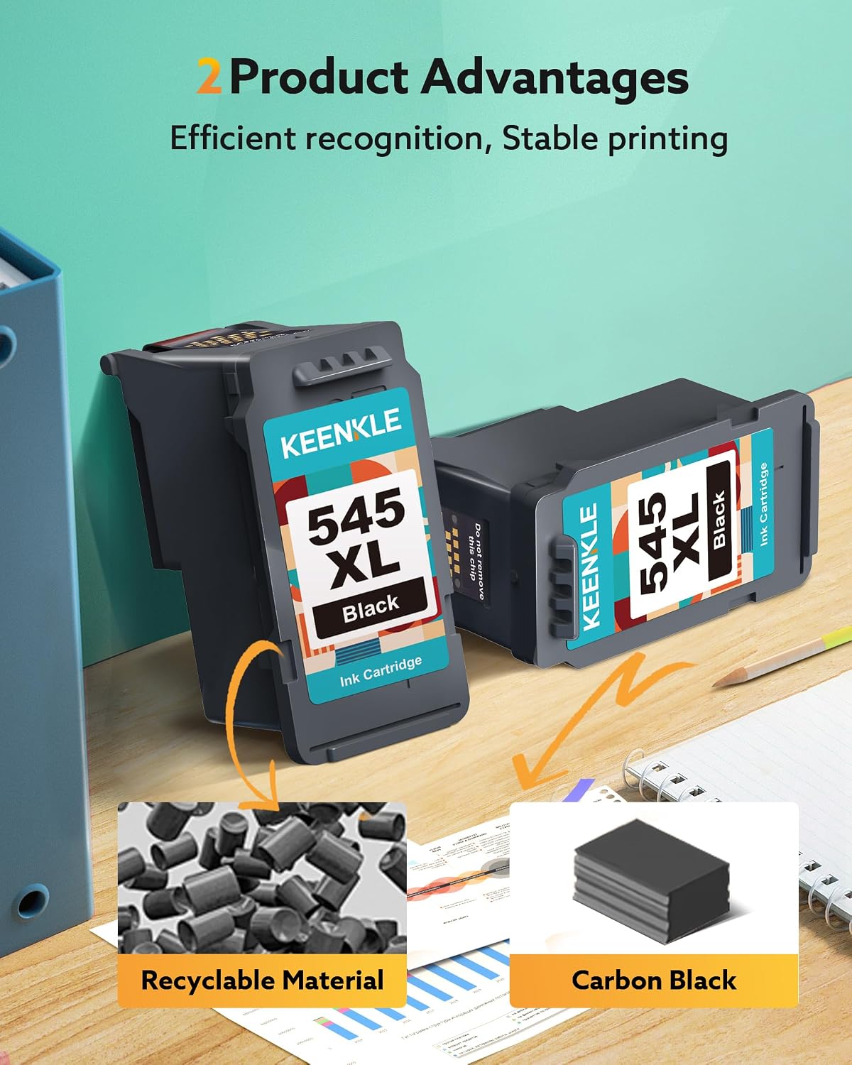 Detalle de PG-545XL / 545 XL Schwarz Druckerpatronen (2er-Pack) für Canon Pixma & iP-Modelle