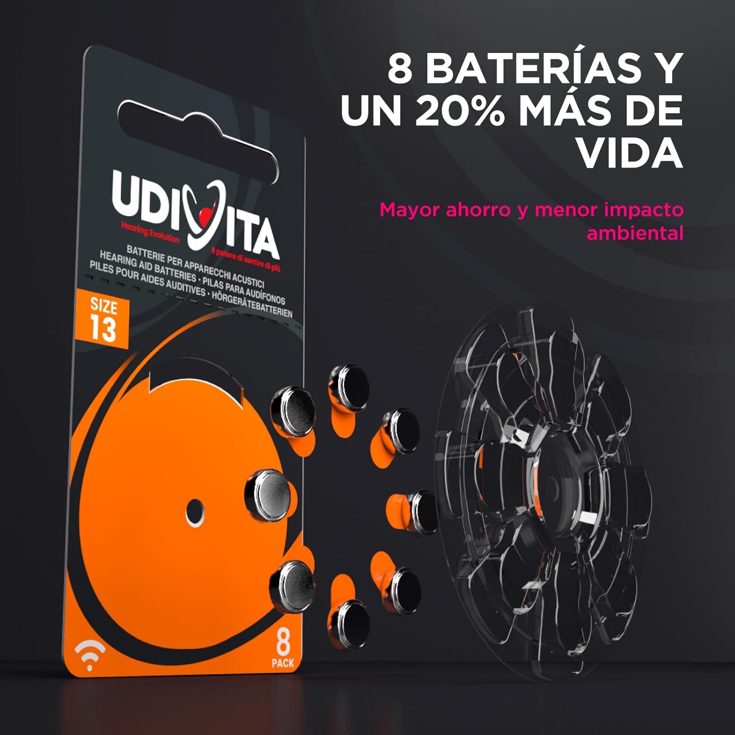 Thumbnail 4 de Udivita PR48 tamaño 13 pilas audífonos