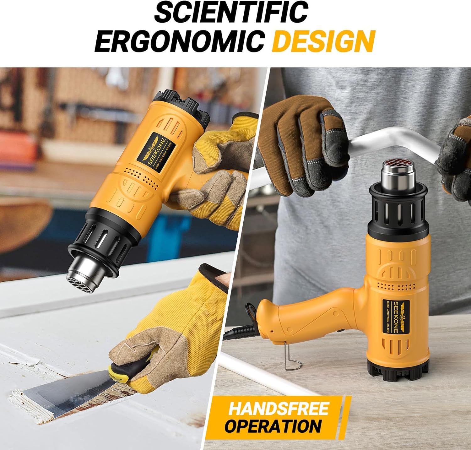 Thumbnail 5 de SEEKONE 2000W Professional Hot Air Gun (50–600℃) with Variable Temperature Control & Overload Protection