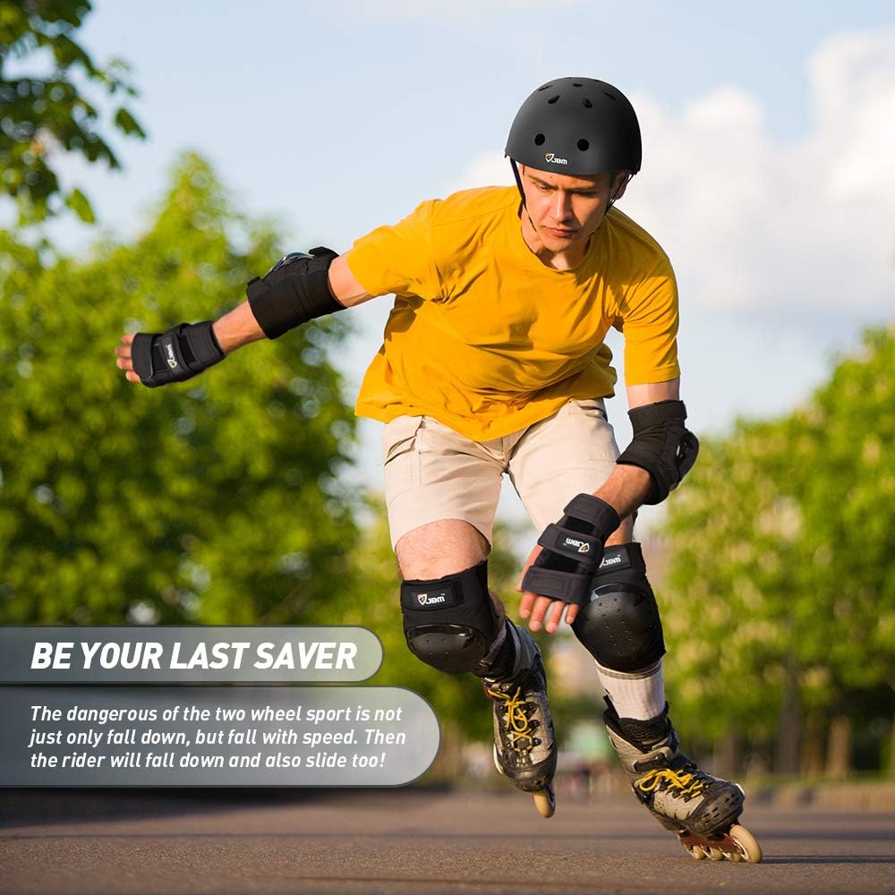 Detalle de JBM Adult & Kid Skating Protective Gear Set: Helmet, Knee & Elbow Pads, Wrist Guards for Beginners to Pros