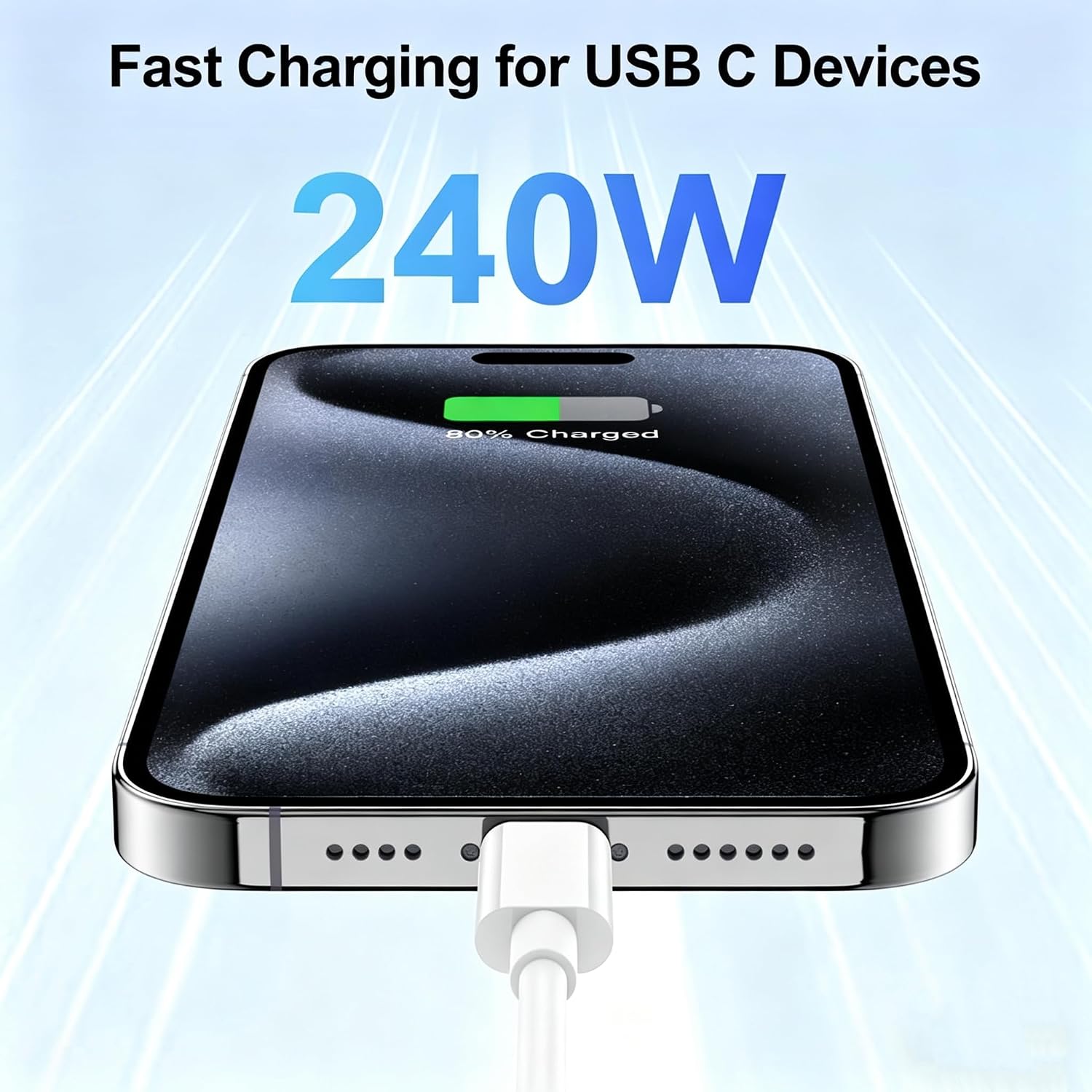 Thumbnail 1 de 240W USB-C to USB-C Charger Cable, 3m (2-Pack): Long, Fast & Durable