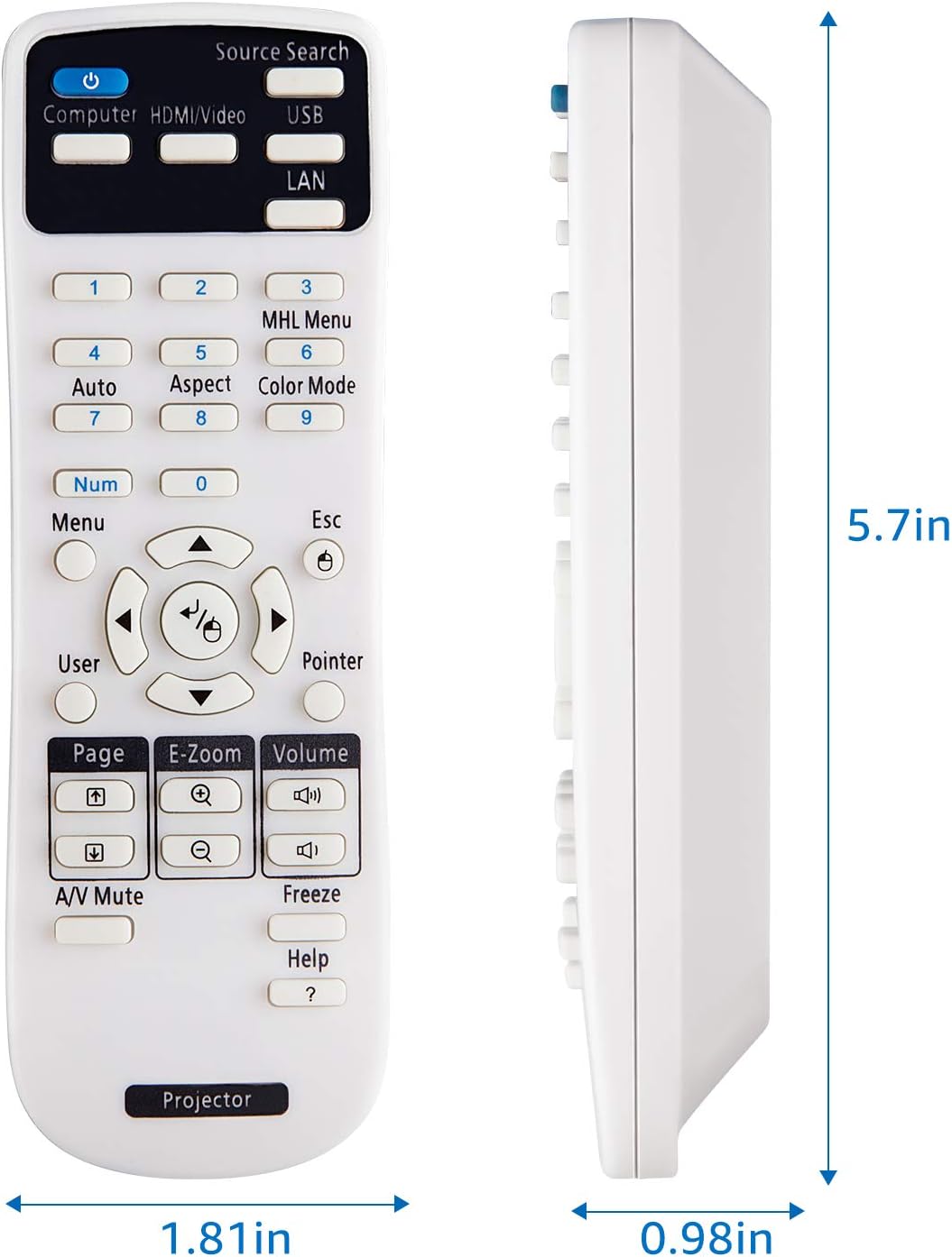 Thumbnail 6 de Projector Remote Control for Epson Projectors Home Cinema EB EMP EX VS H BrightLink Powerlite Series