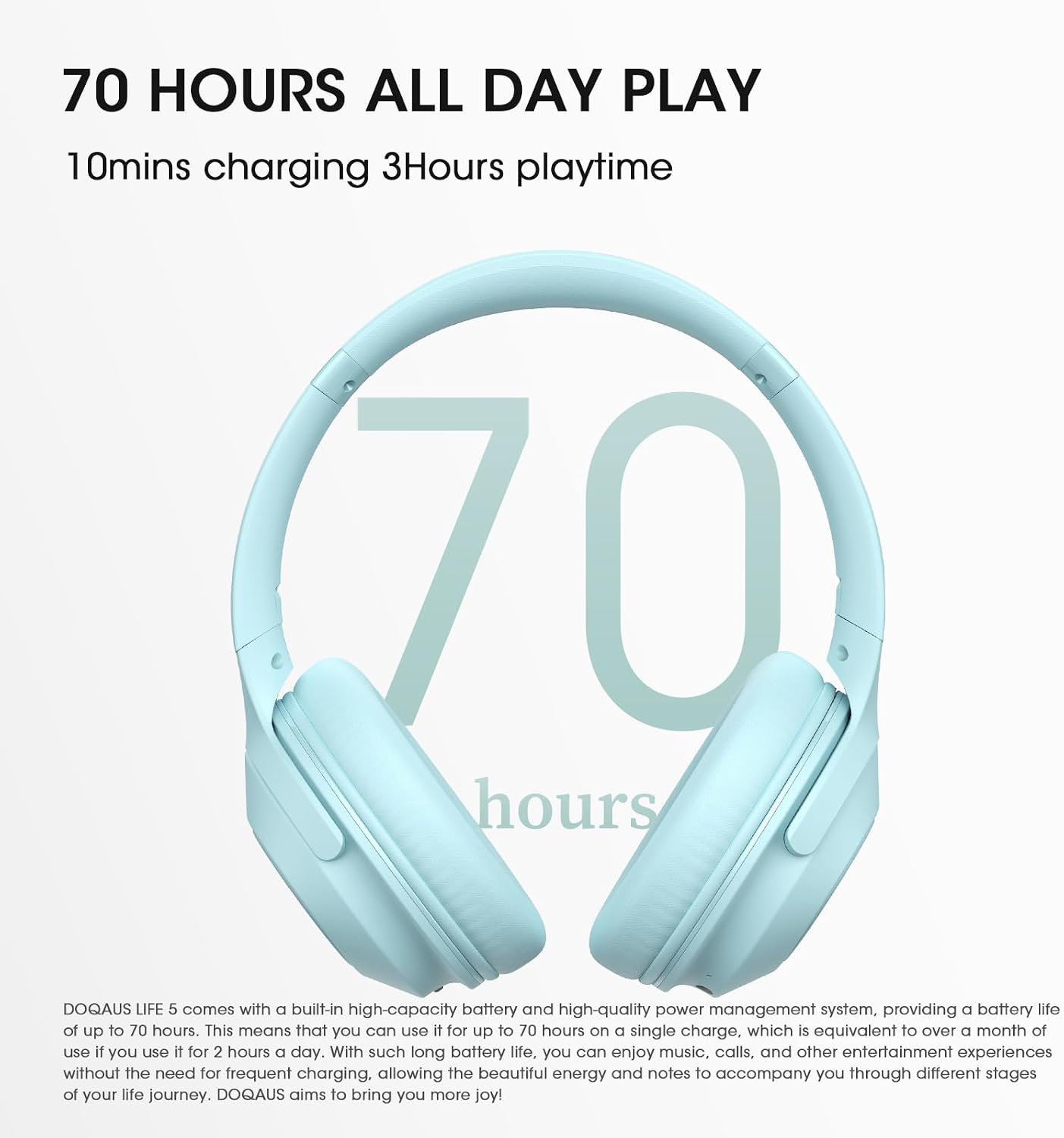 Detalle 2 de DOQAUS Bluetooth Headphones 70H playtime