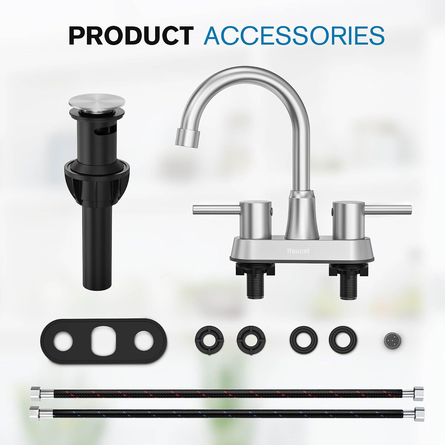 Detalle de Ifaucet Bathroom Faucet, 4-Inch Centerset, Brushed Nickel, Dual Handles