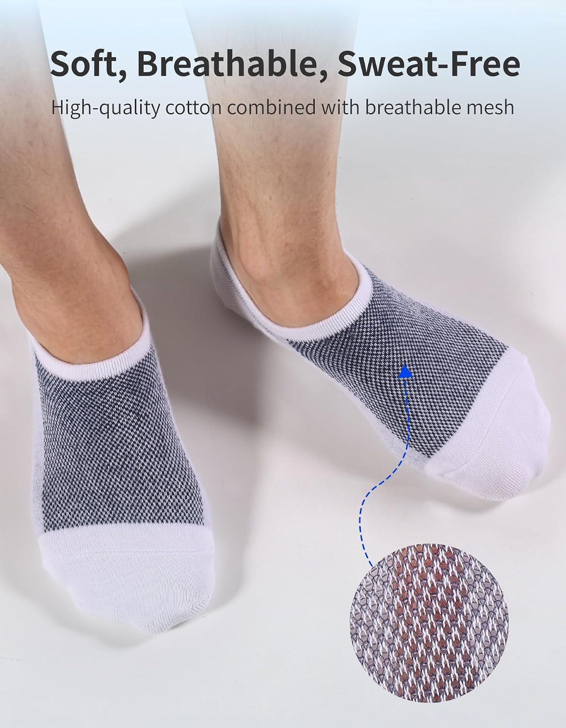Detalle de CLOSEMATE 8 Pairs No Show Socks for Men – Invisible, Breathable Trainer Socks
