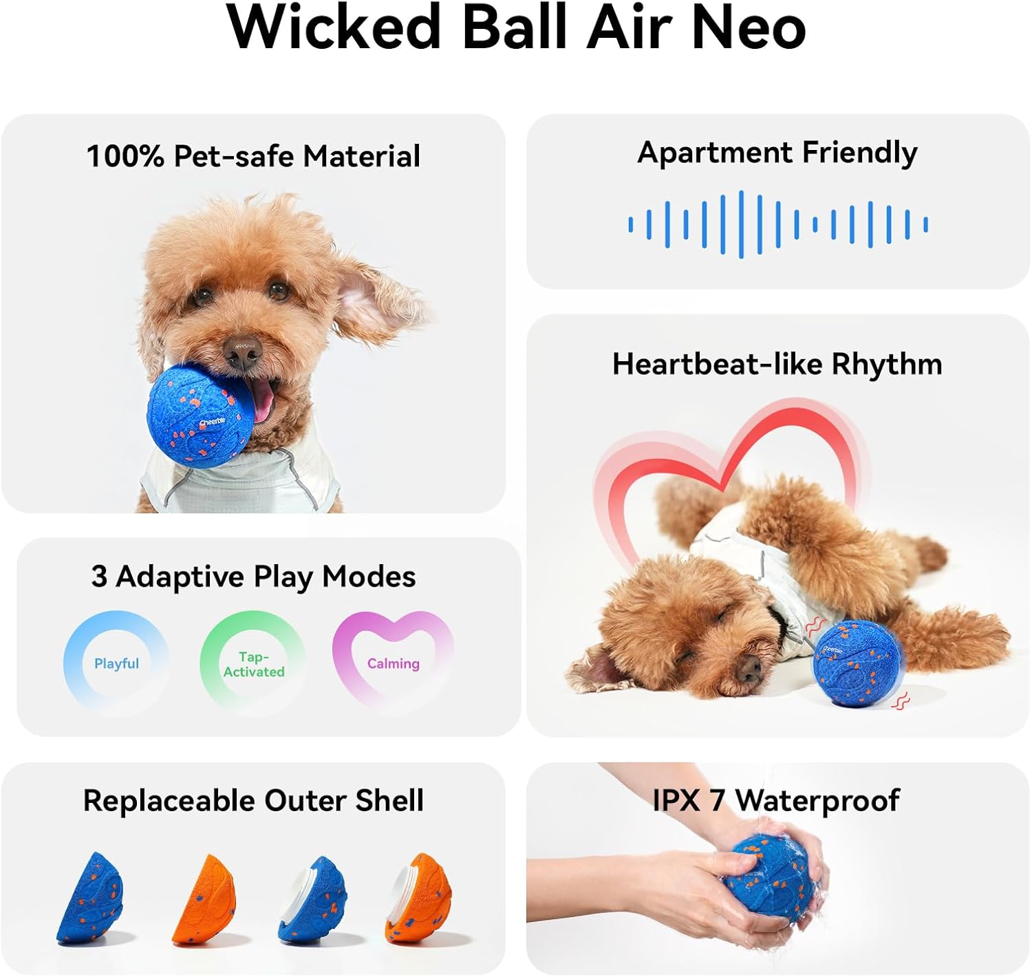 Detalle de Cheerble Wicked Ball AIR Neo: Interactive Dog Ball for Medium & Large Dogs