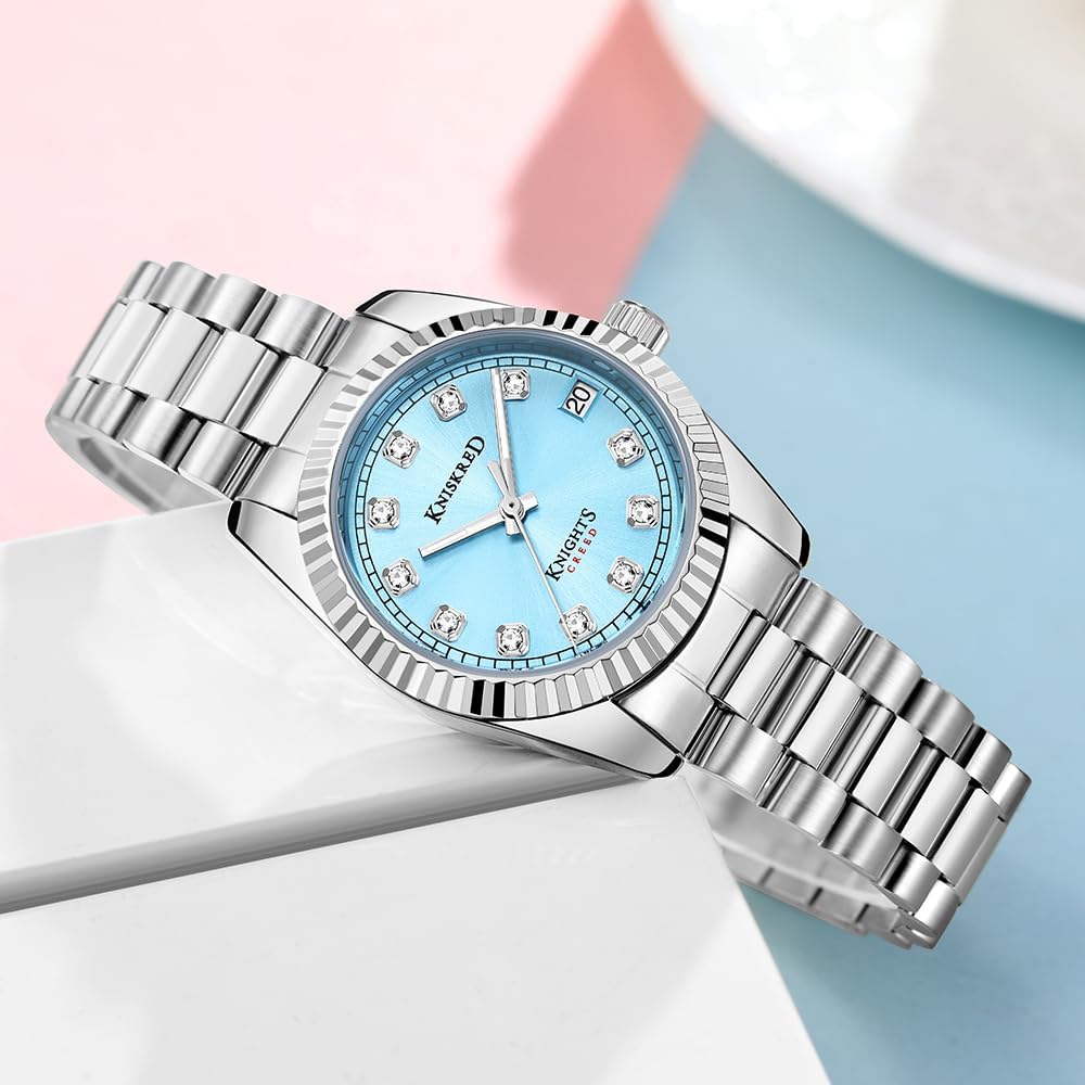 Detalle 2 de KNISKRED montre classique femme avec accents en cristal et bracelet en acier inoxydable