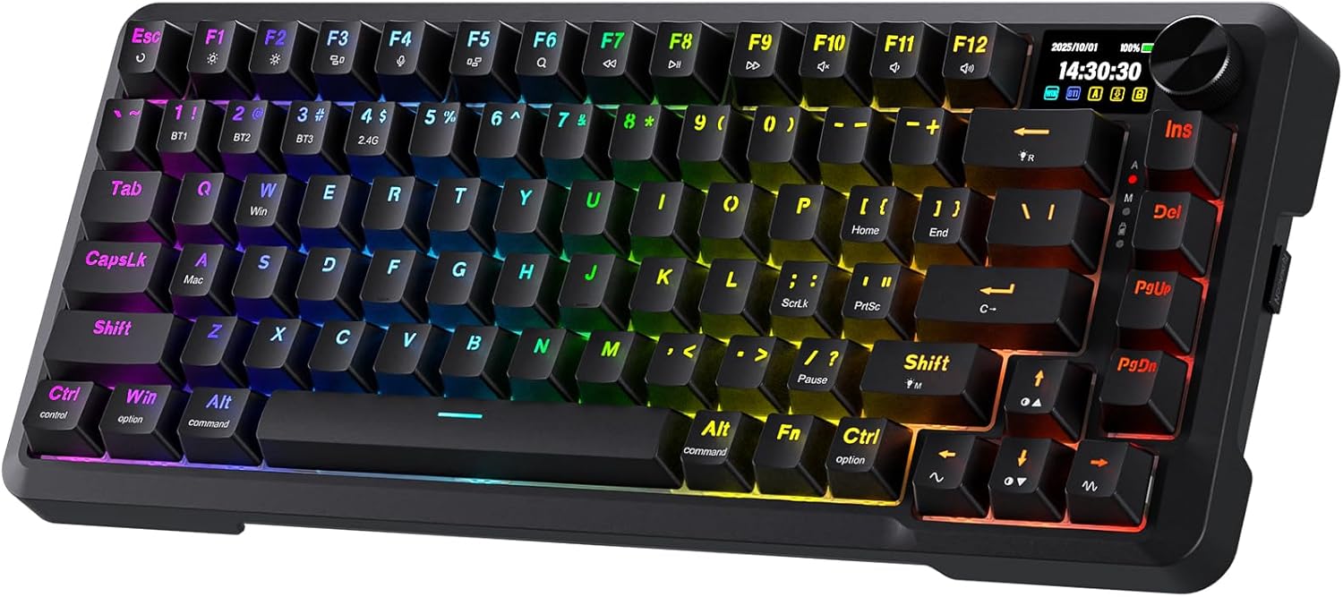 Detalle de Redragon K724 Pro : clavier mécanique sans fil 81 touches avec écran TFT 2,9 cm