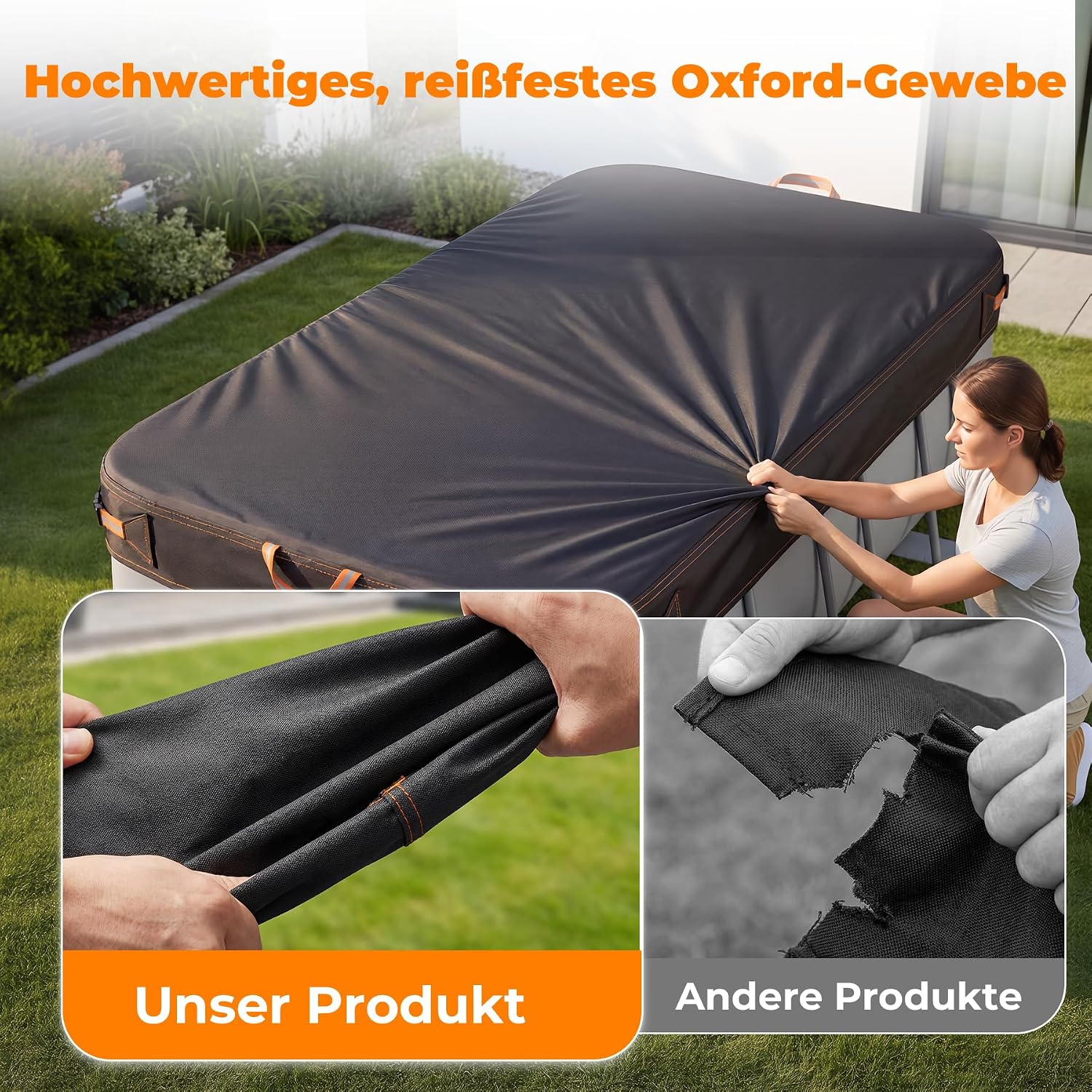 Thumbnail 2 de Poolabdeckung Rechteckig – Premium Sommer-Poolplane 274×549 cm (9×18 ft) aus 500D Oxford-Gewebe