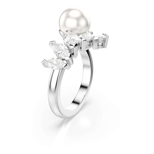 Thumbnail 1 de Swarovski Mesmera Offener Ring mit Kristallperle und Marquise-Schliff – Weiß, rhodiniert