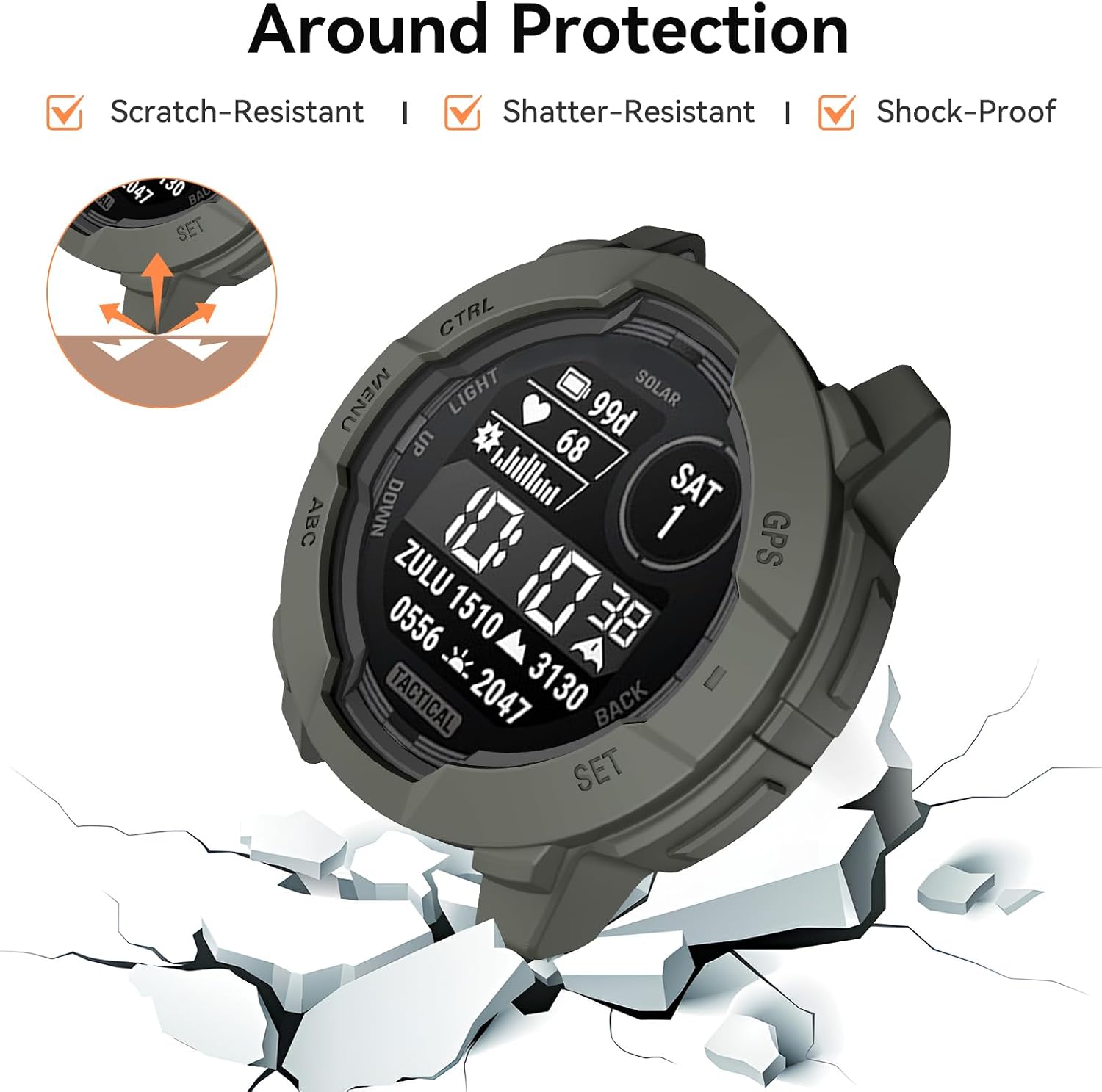 Detalle de OVERSTEP Rugged TPU Case Cover for Instinct 3 50mm