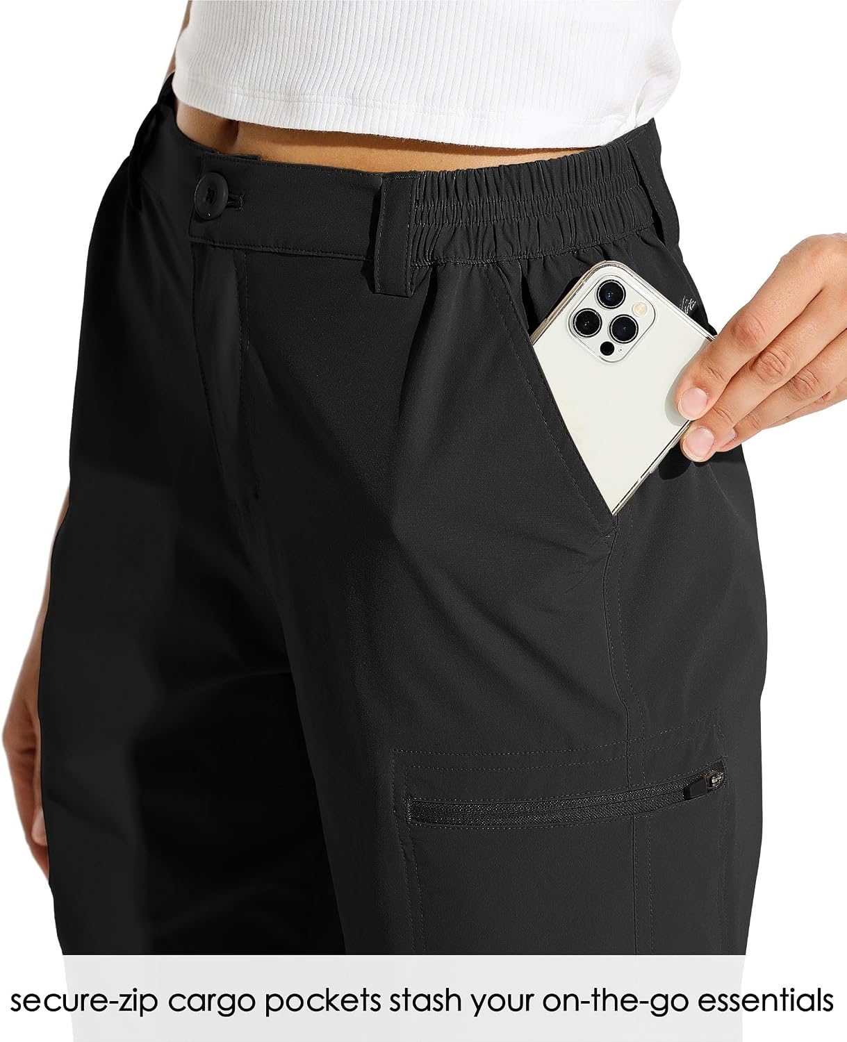 Detalle de Willit Women's 10" Hiking Cargo Shorts: Stretch, UPF50, and All-Day Comfort